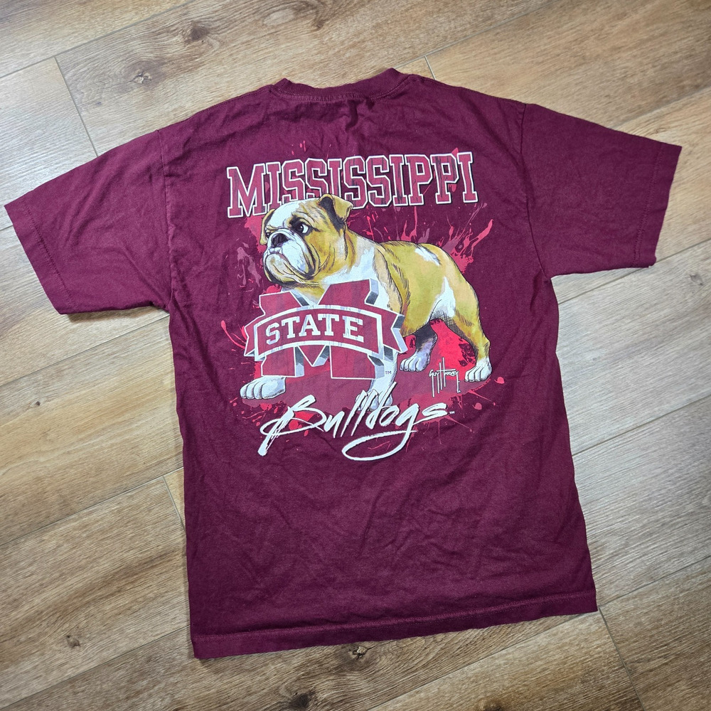 Guy Harvey Mississippi State Bulldogs Shirt M Maroon Double Sided NCAA Tee